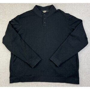 Duluth Trading Henley Sweater Sweatshirt Mens 2XL Black Long Sleeve Side Pockets